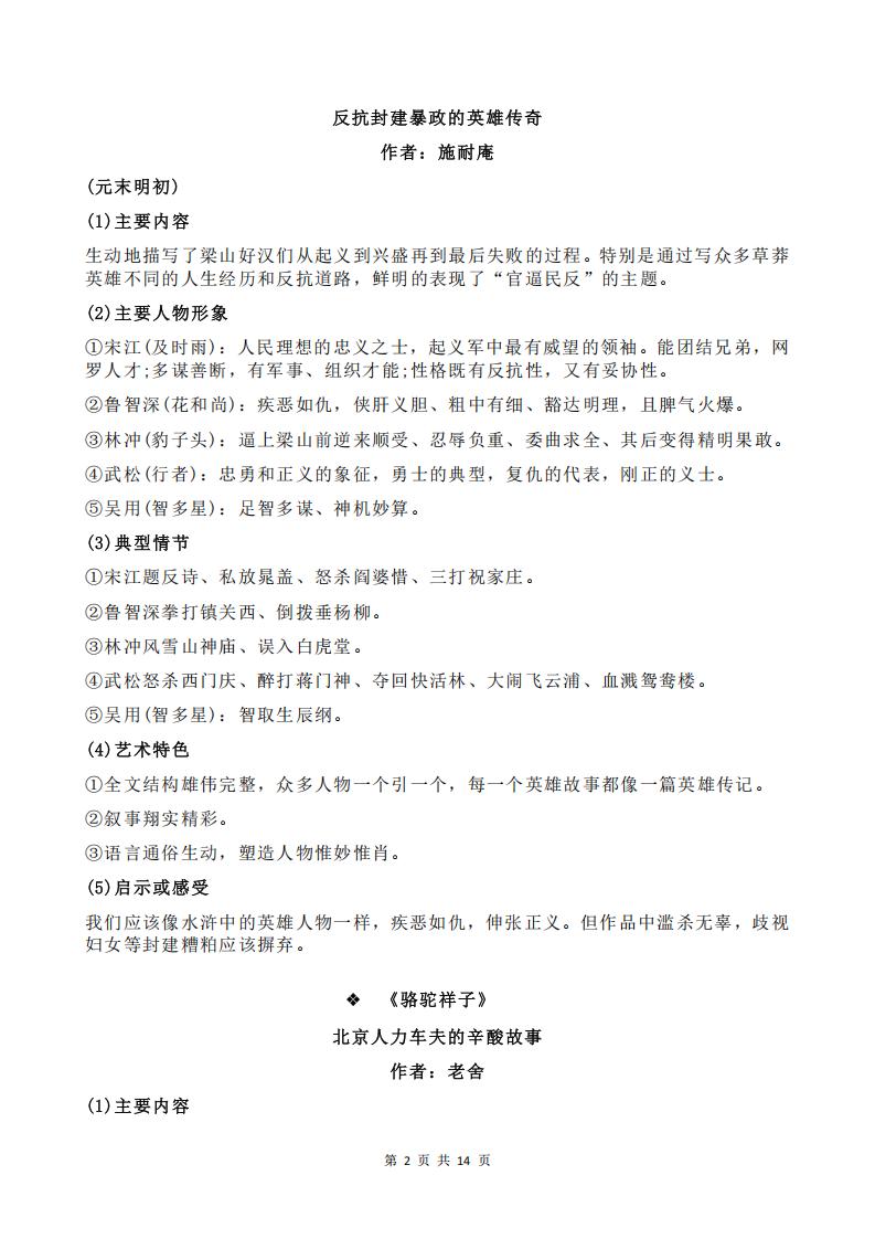 初中语文-20本名著导读精华内容集锦汇编插图初中语文1