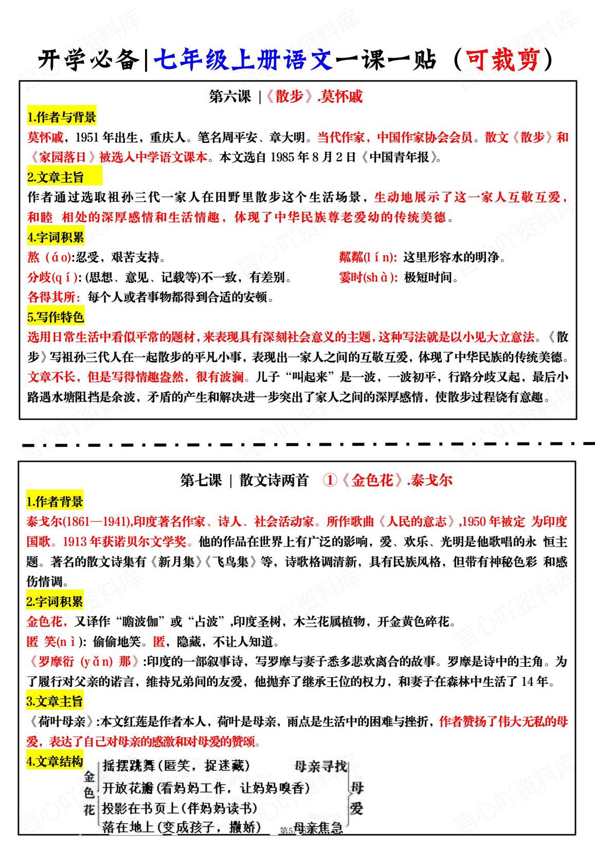 初中语文-2024新版七年级上册一课一贴插图初中语文4