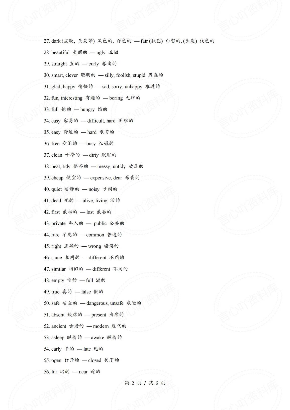 初中英语-2025中考英语常见反义词总结考前速记（动词+形容词+名词+词组）插图初中英语1