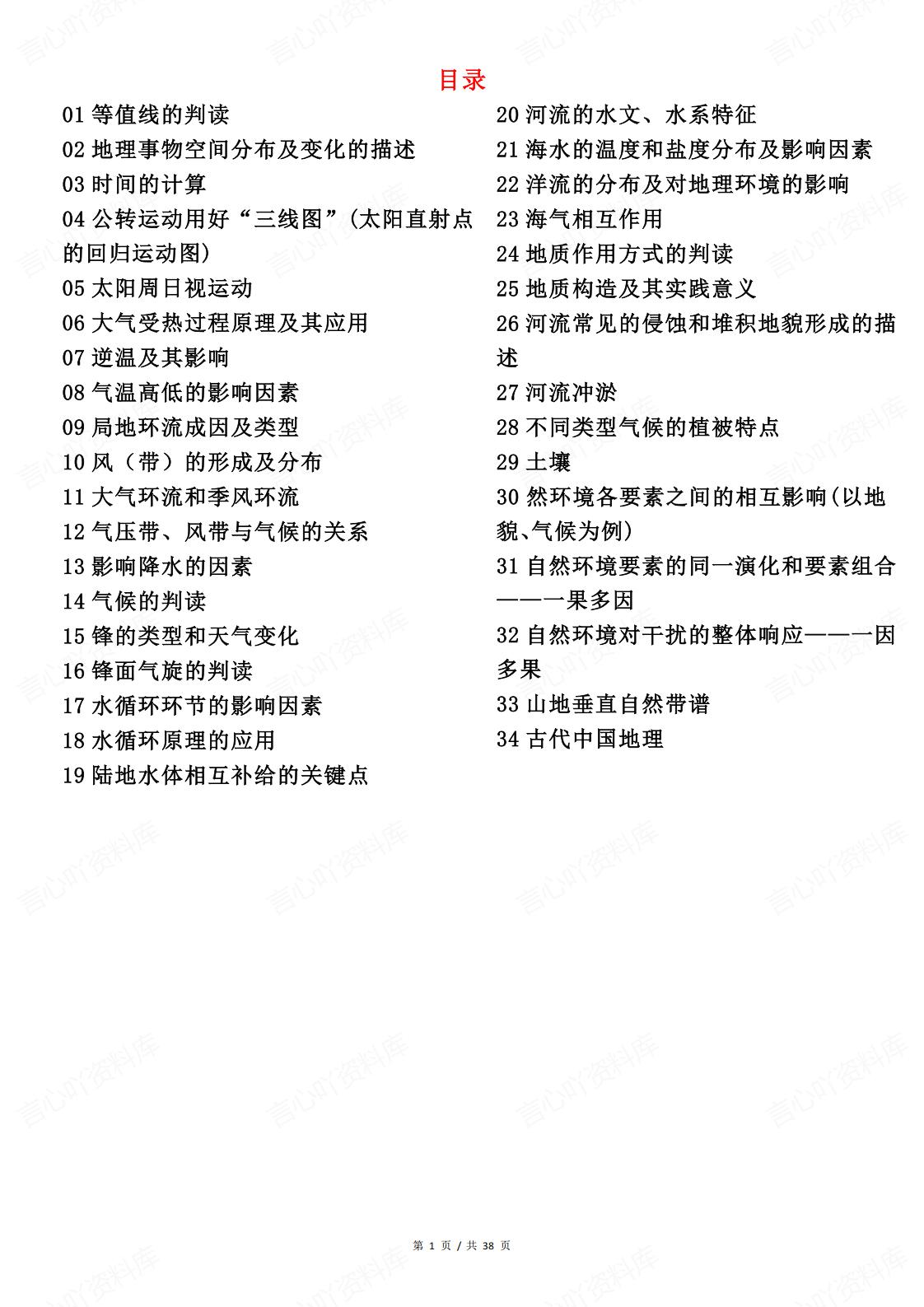 高中地理-33个要点合集-言心吖资料库