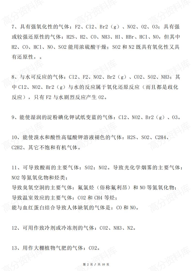 高中化学-高中常考60条化学性质插图高中化学1