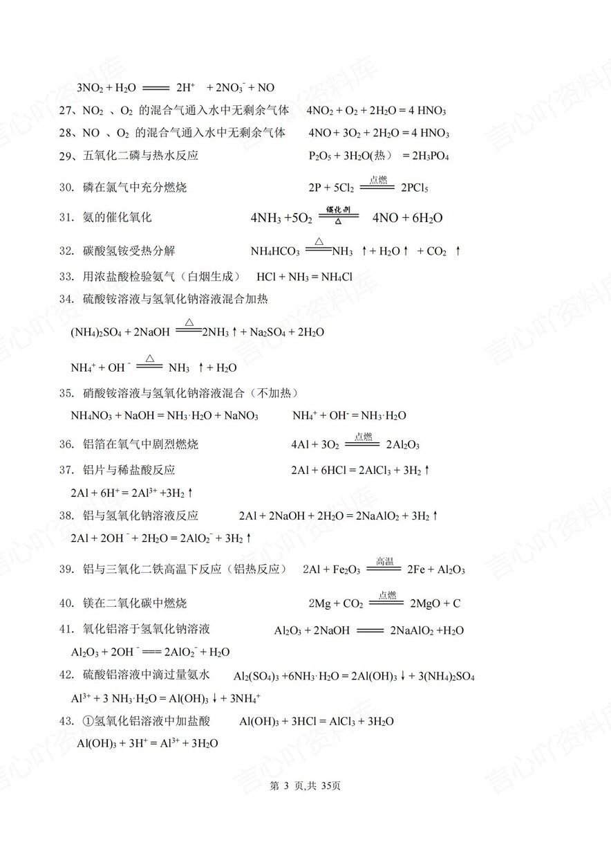 高中化学-高考常用化学反应方程汇总复习插图高中化学2