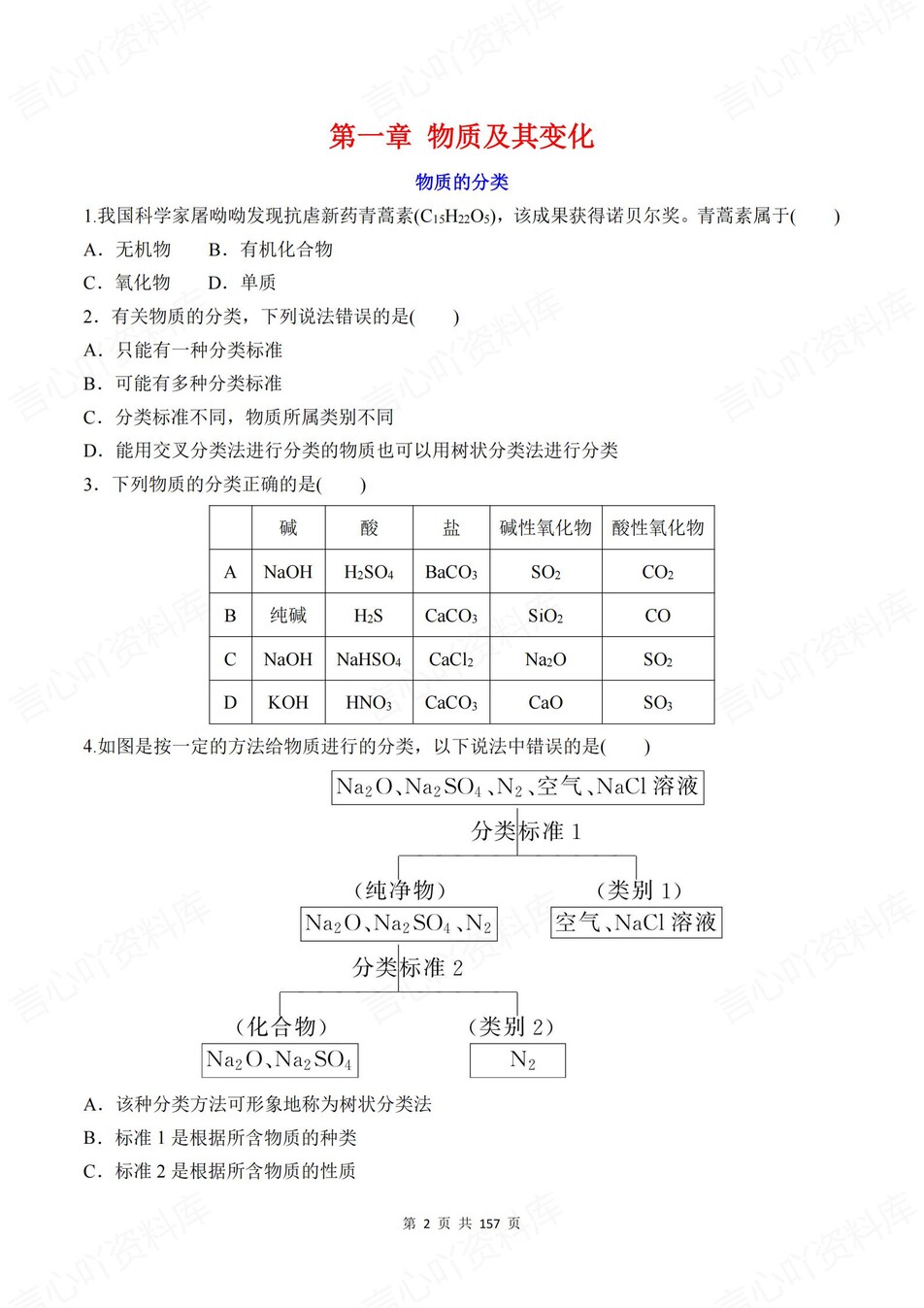 高中化学-必修一逐课知识考点练习含解析插图高中化学1
