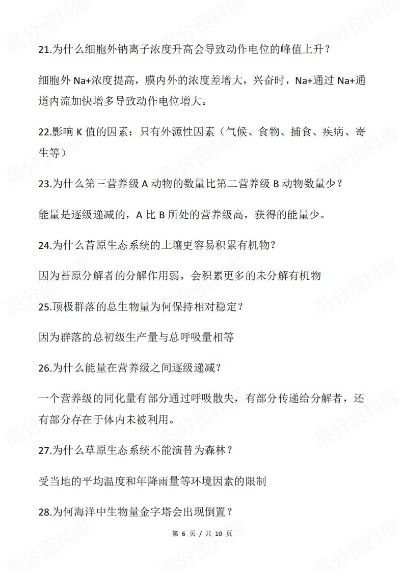 高中生物-往年试题精选问题集合插图高中生物5