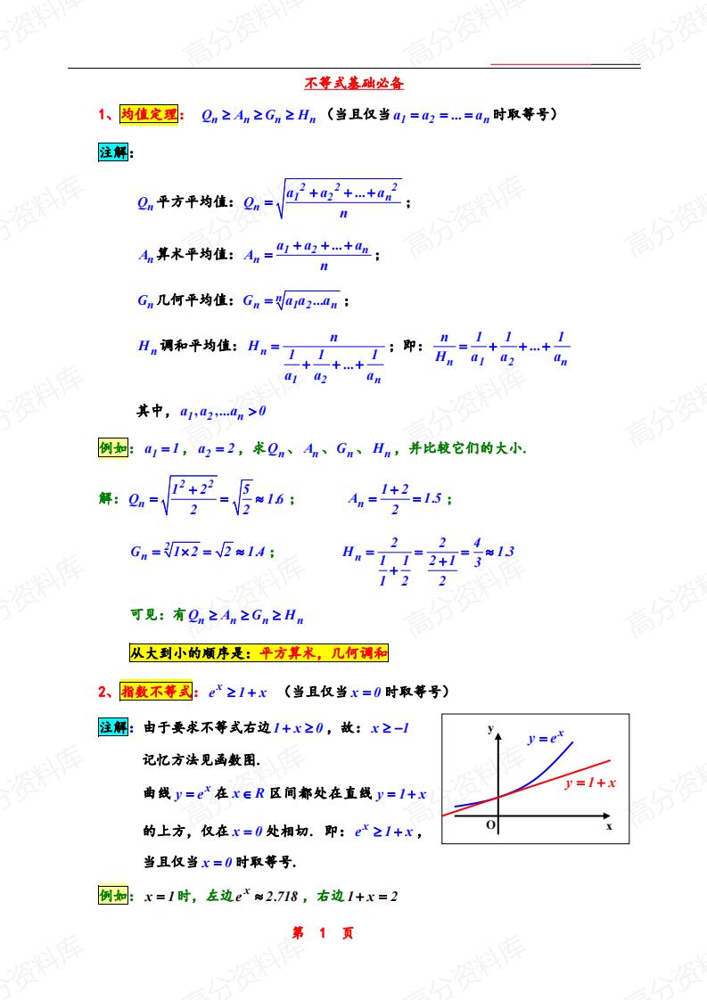 高中数学-不等式基础必备-言心吖资料库