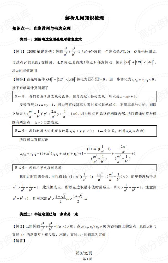 高中数学-解析几何11大类典型题型插图高中数学2