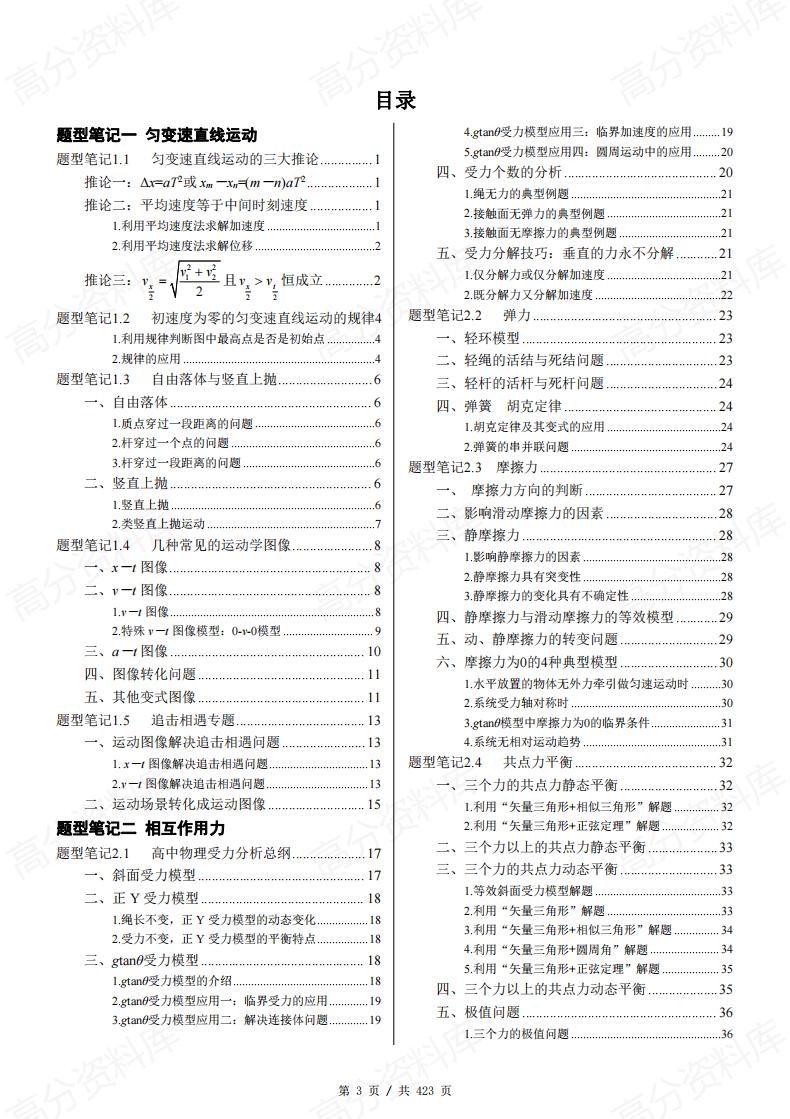 高中物理-高频题型笔记-言心吖资料库