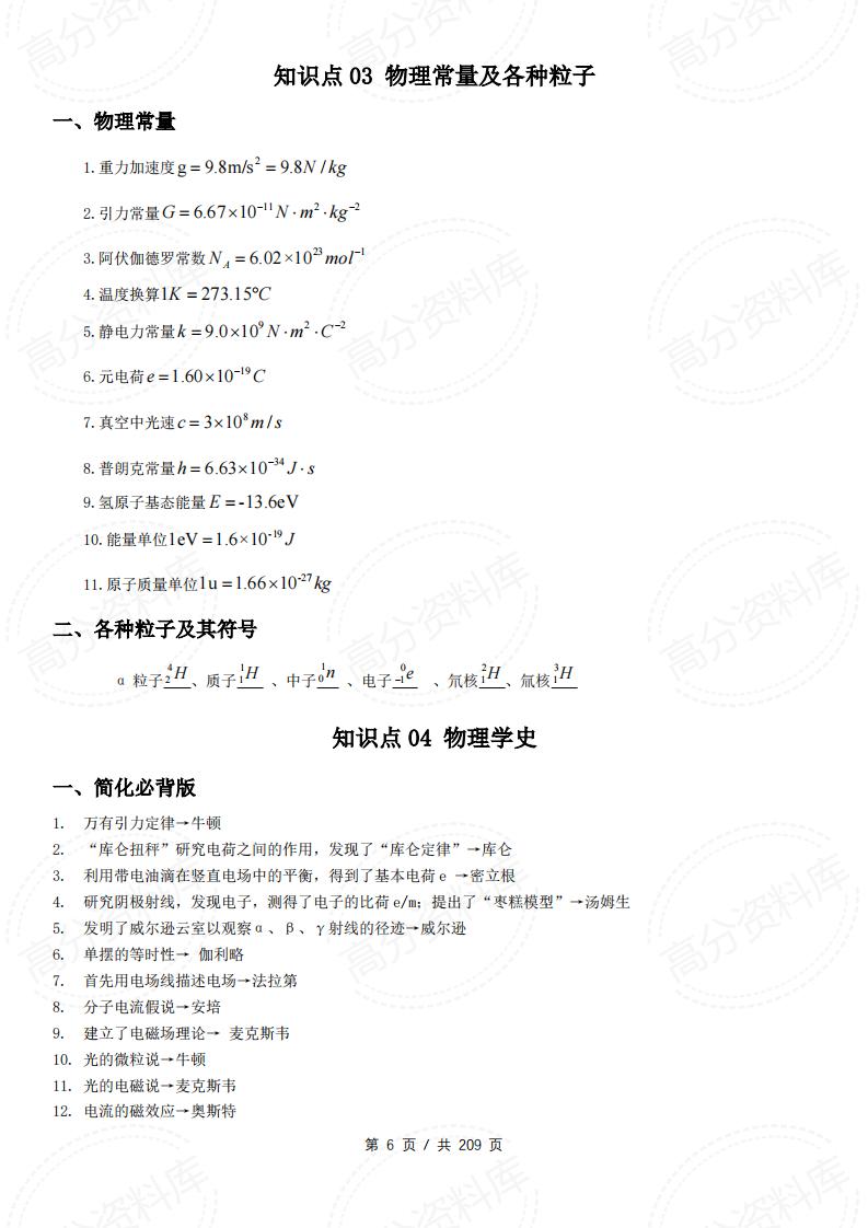 高中物理-2025版高考物理知识总结大全（通用版）209页插图高中物理5