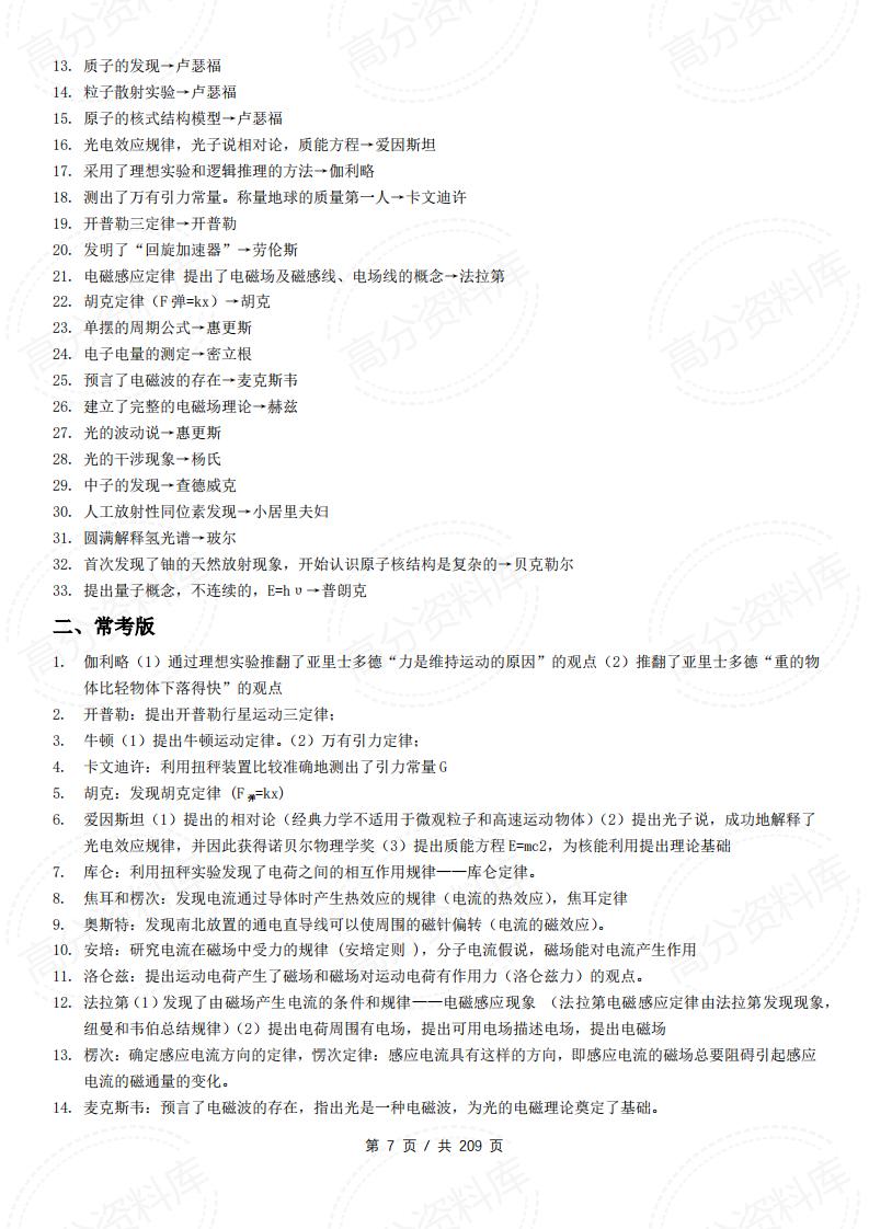 高中物理-2025版高考物理知识总结大全（通用版）209页插图高中物理6
