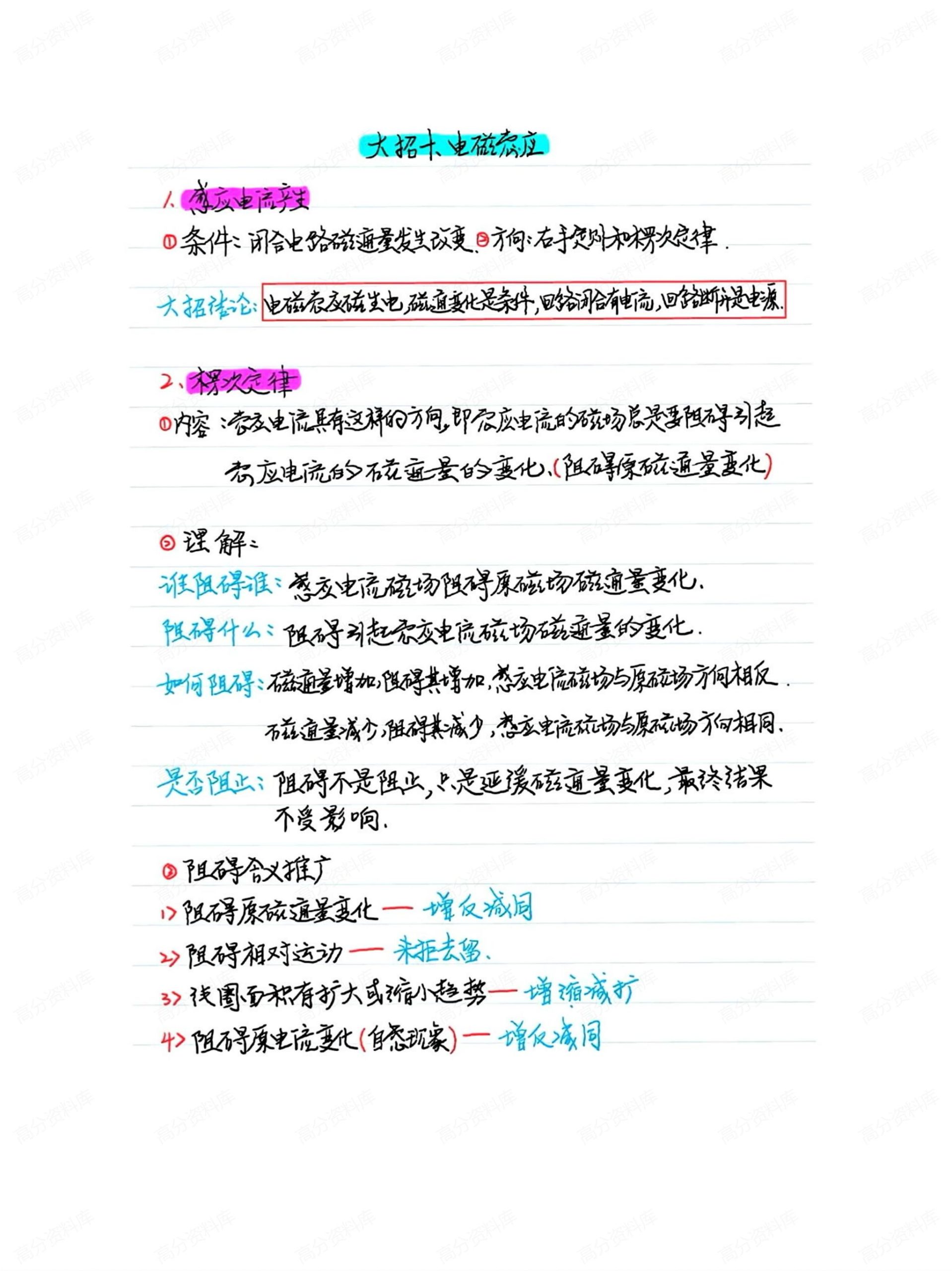 高中物理-电磁感应手写大招-言心吖资料库