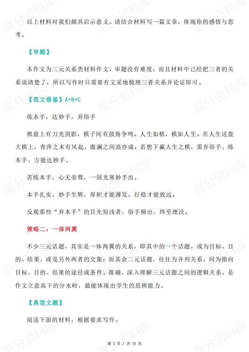 高中语文-三元思辨作文基本模式插图高中语文1