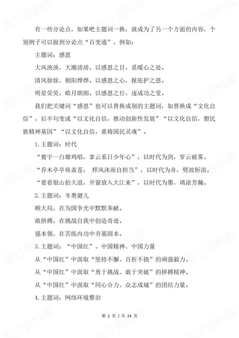 高中语文-86个主题议论文作文分论点插图高中语文1