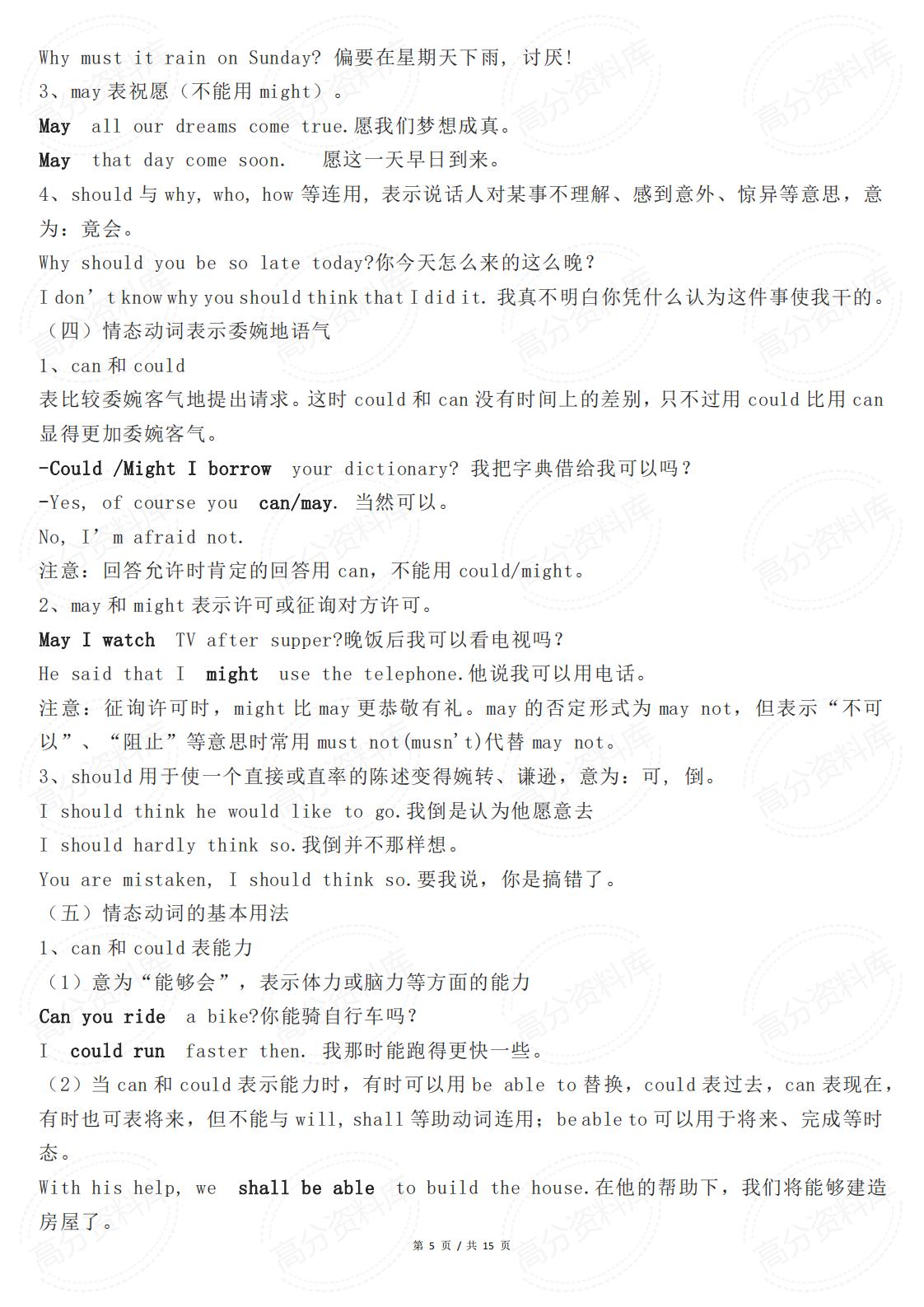高中英语-语法知识：助动词、情态动词和虚拟语气插图高中英语4