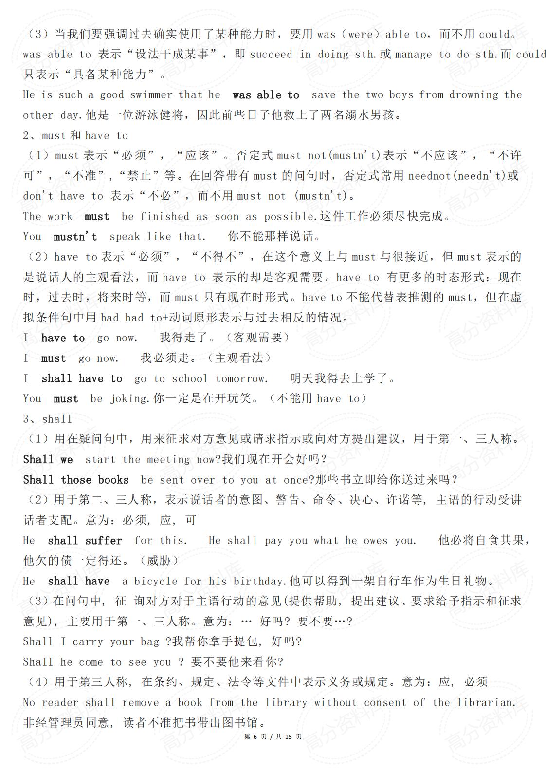 高中英语-语法知识：助动词、情态动词和虚拟语气插图高中英语5