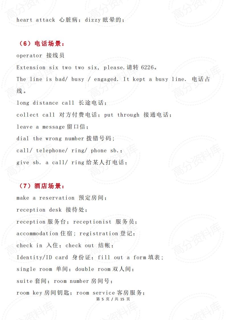 高中英语-21个场景6000个英语词汇总结插图高中英语4