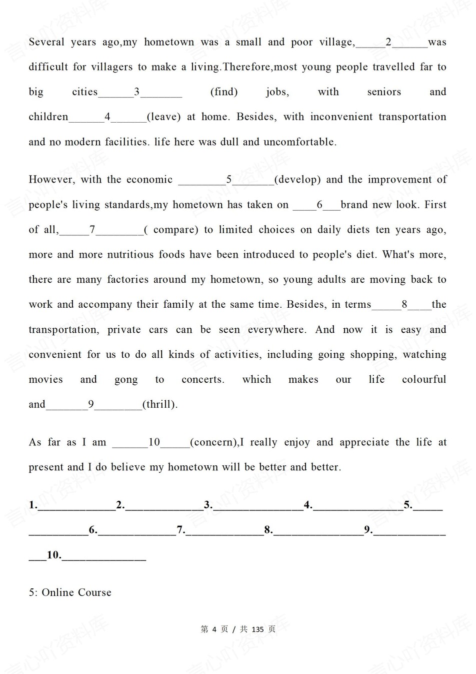高中英语-50篇语法填空例题训练含答案翻译插图高中英语3