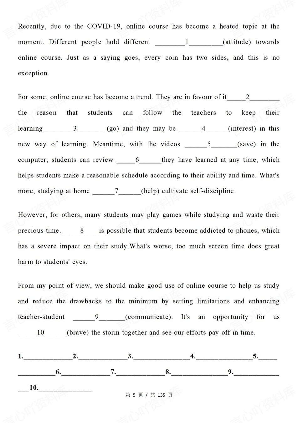 高中英语-50篇语法填空例题训练含答案翻译插图高中英语4