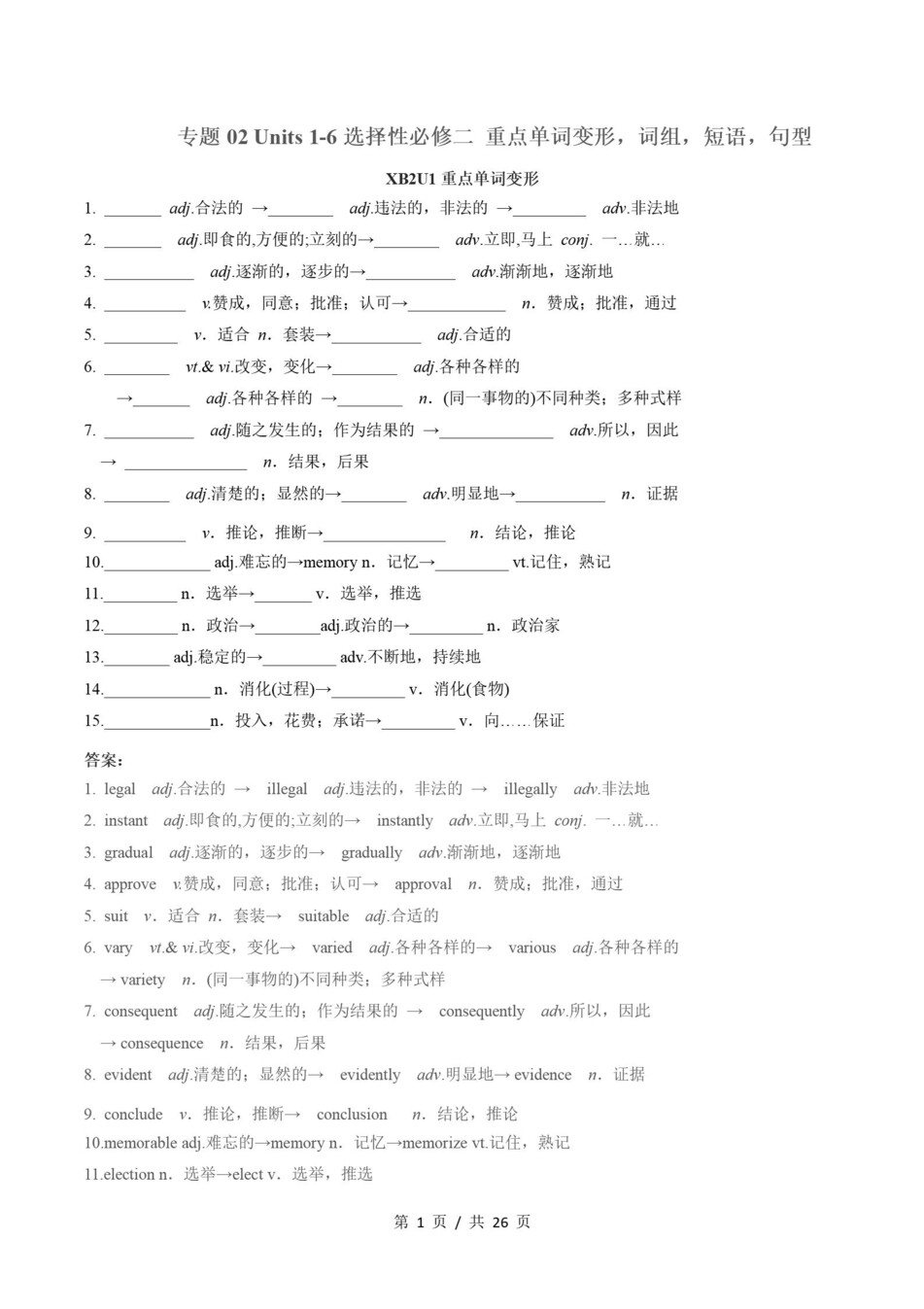 高中英语 | 高二上期末考点梳理知识清单外研版插图高中考点专项4