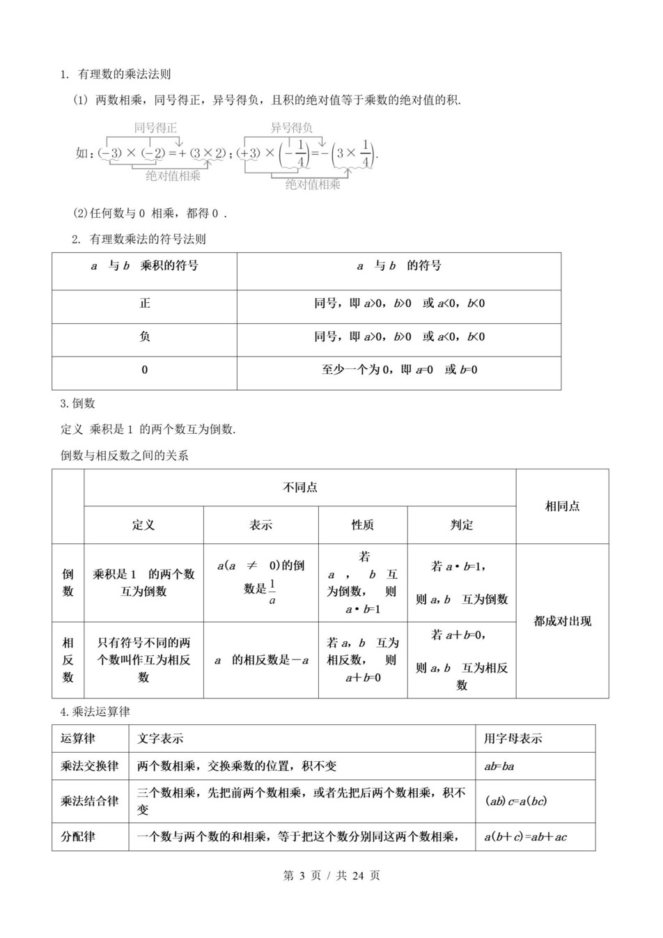 初中数学-七上人教版期末知识梳理新教材初一上复习试卷插图初中考点专项2