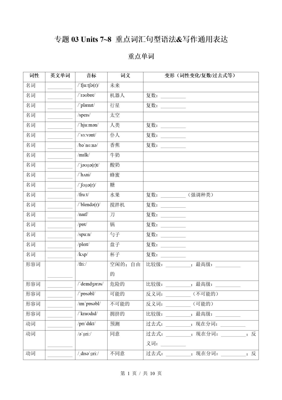 初中英语-八上人教版期末知识梳理新教材初二上复习试卷插图初中考点专项6