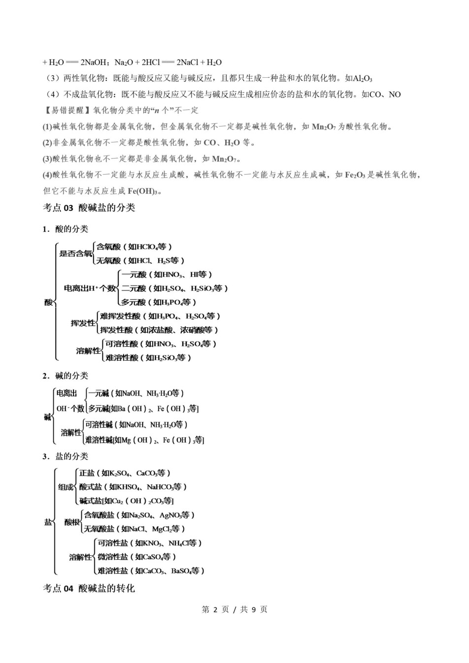 高中化学 | 高一上期末考点梳理知识清单鲁科版插图高中考点专项2