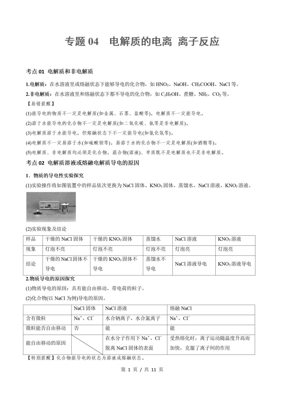 高中化学 | 高一上期末考点梳理知识清单鲁科版插图高中考点专项3