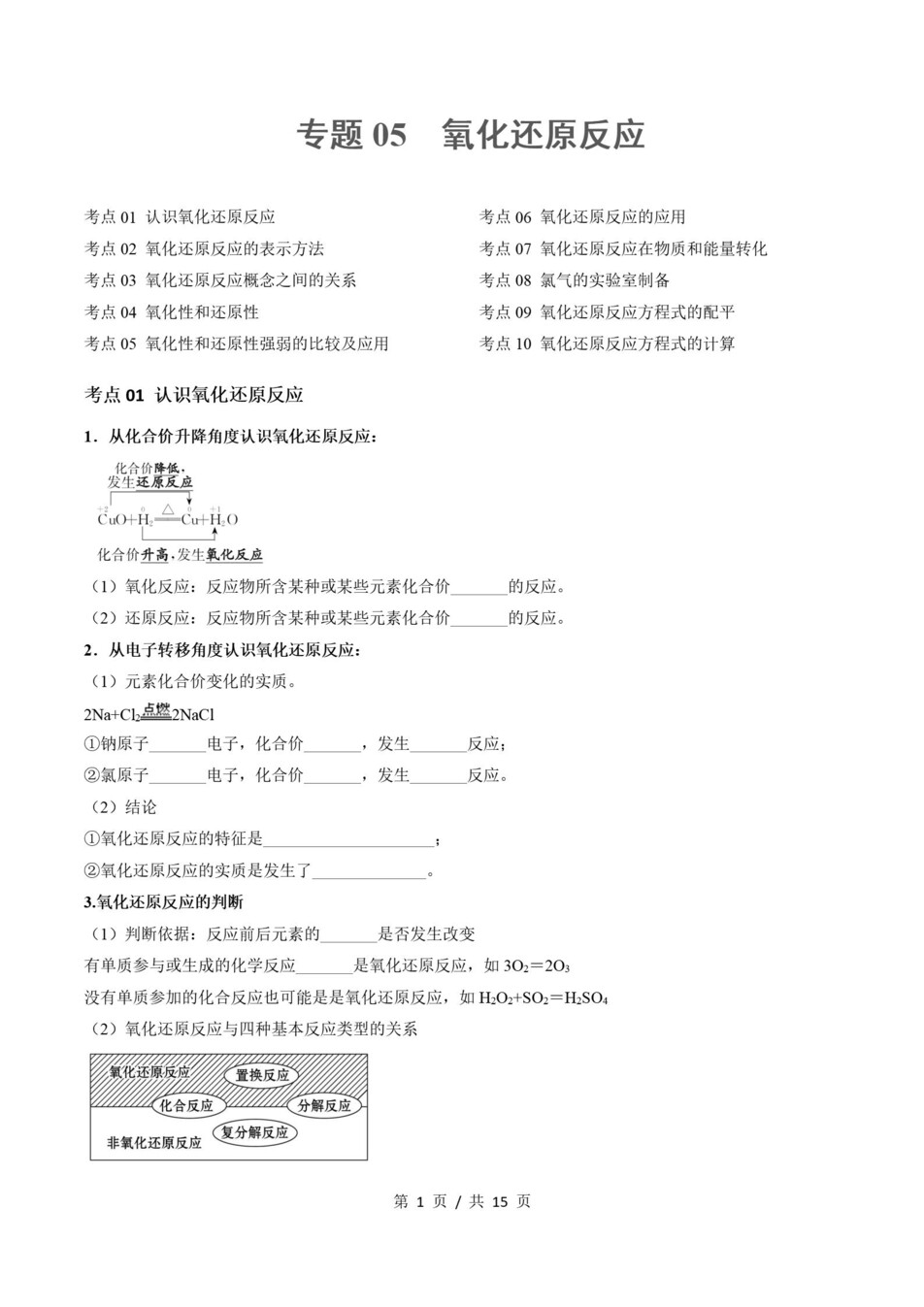 高中化学 | 高一上期末考点梳理知识清单鲁科版插图高中考点专项5