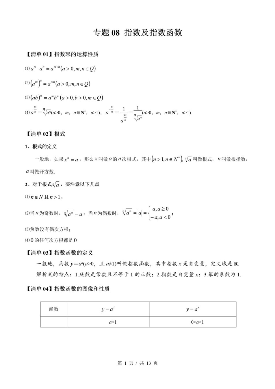 高中数学 | 高一上期末考点梳理知识清单北师大版插图高中考点专项3
