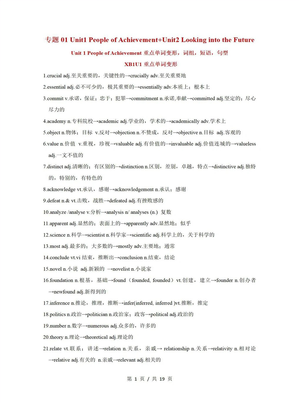 高中英语 | 高二上期末考点梳理知识清单人教版插图高中考点专项1