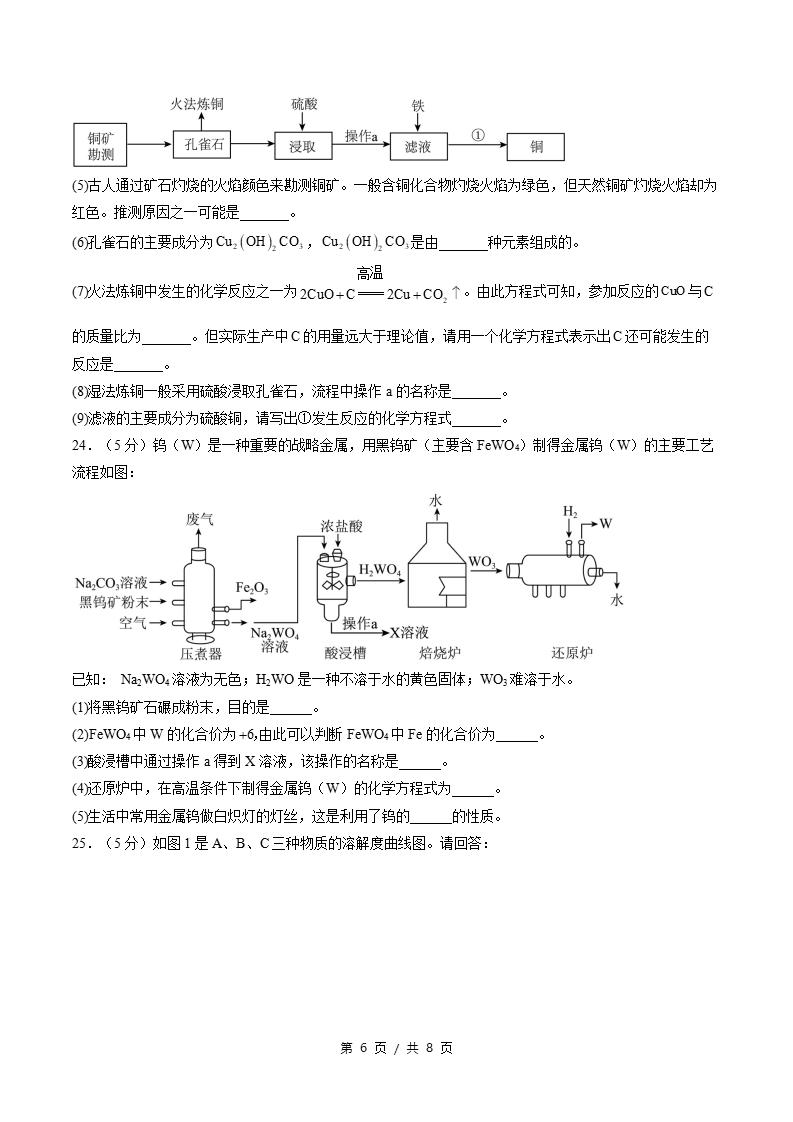 初中化学-新九年级上学期末考试卷人教版答案解析插图同步试卷专项2