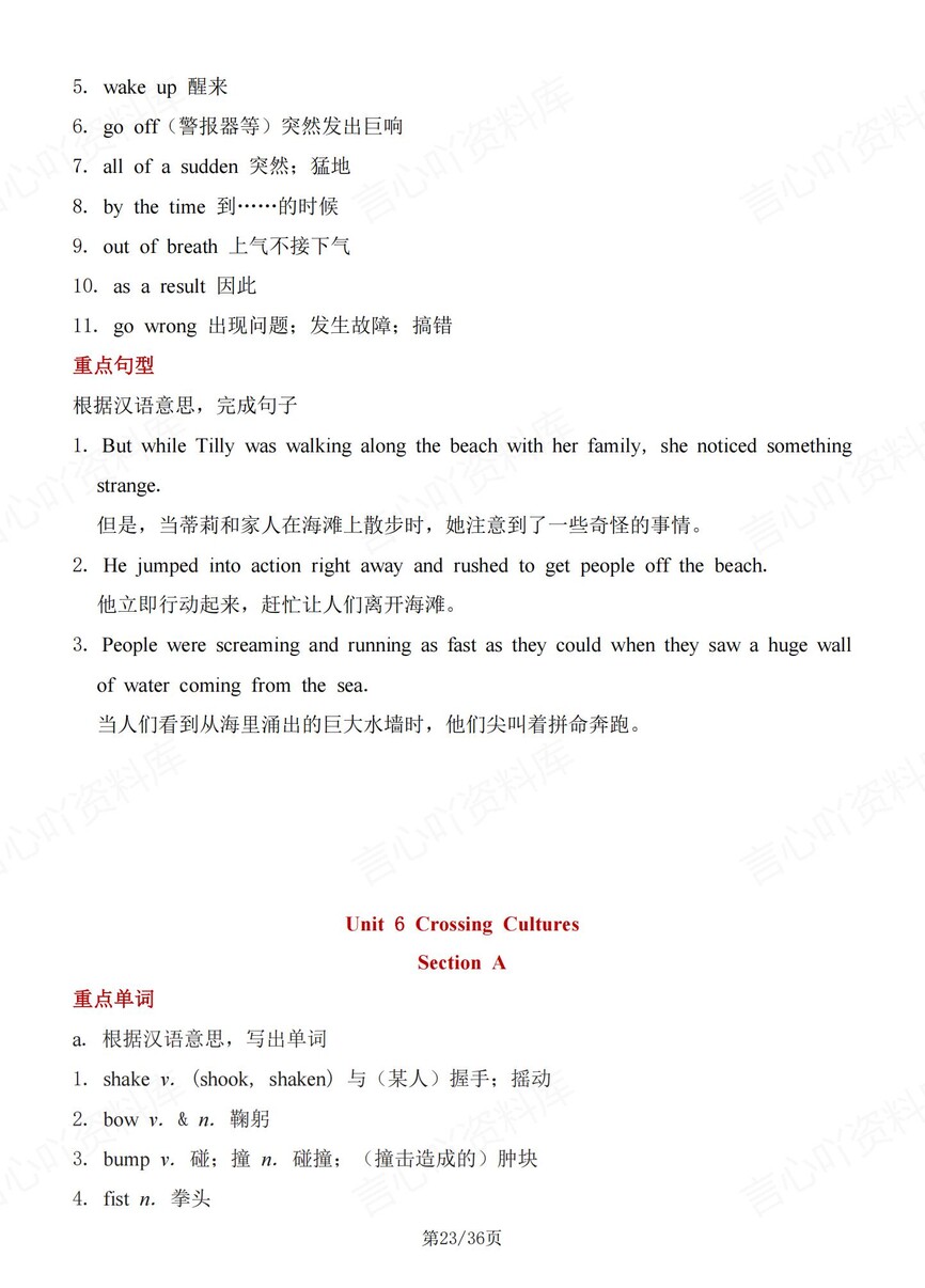 初中英语-八年级下人教版单元单词短语句型新教材初二下册插图初中英语6