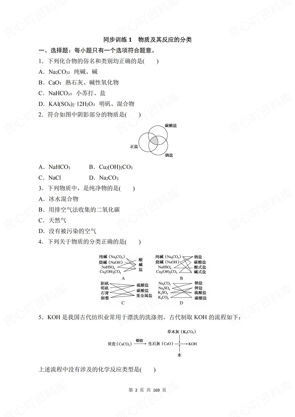 高中化学-必修一章节知识考点练习含解析苏教版插图高中化学1