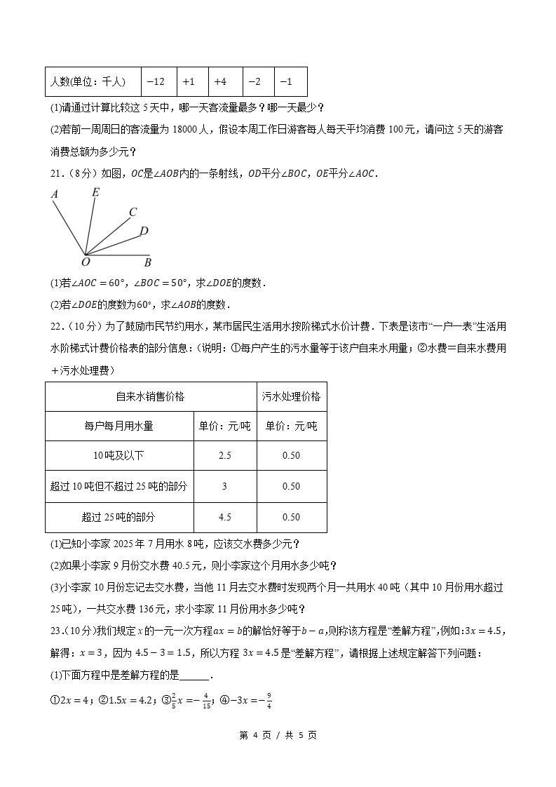 初中数学-新七年级上学期末考试卷浙教版答案解析插图同步试卷专项2