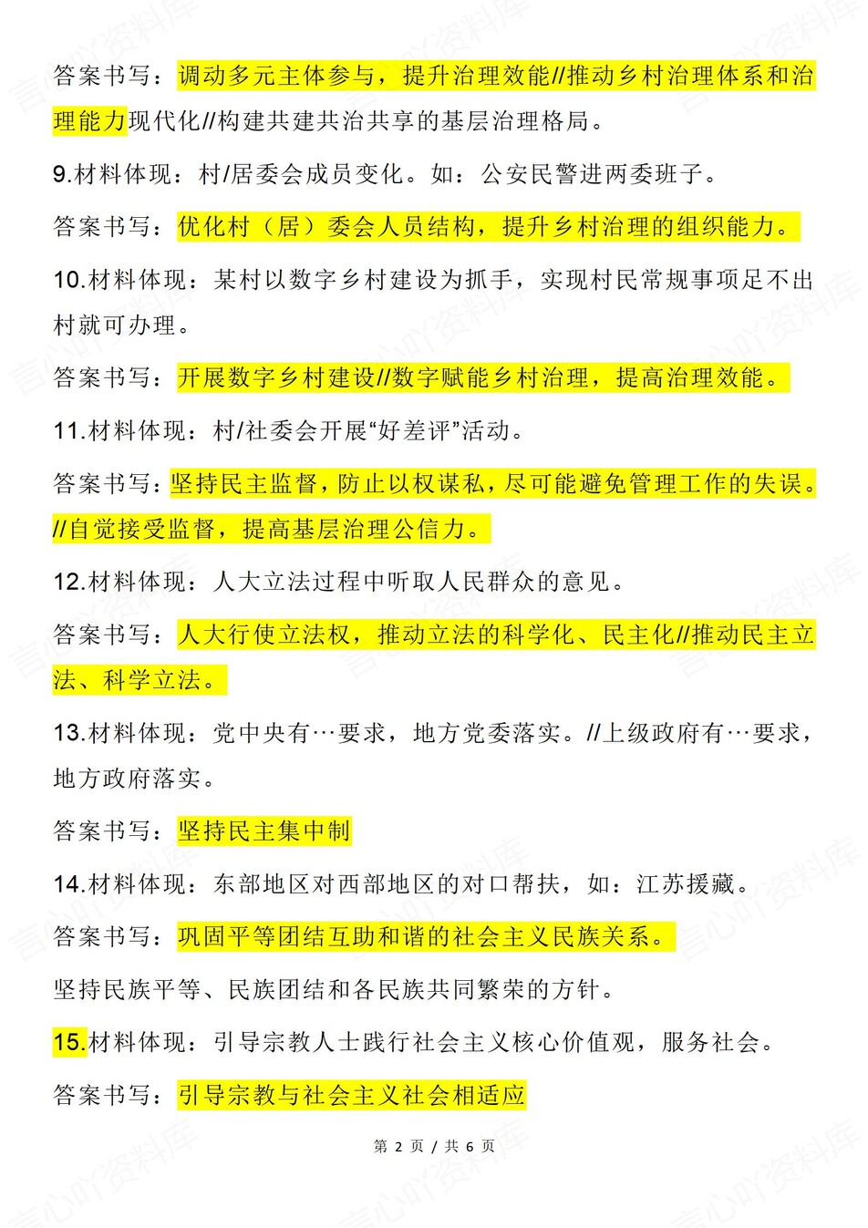 高中政治-必修三大题常见答题模板术语（全）插图高中政治2