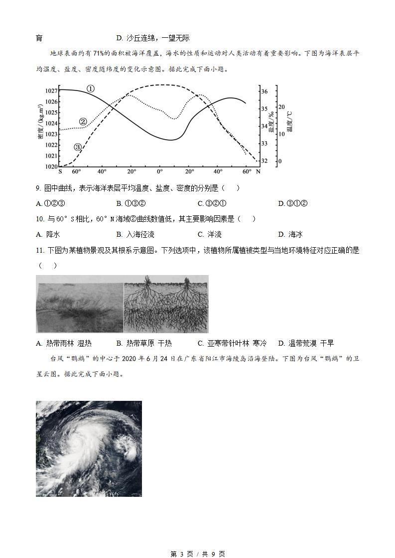 山东省2022年高中学业水平合格性考试地理夏季真题试卷答案解析学考会考春考高考插图历年学考真题2