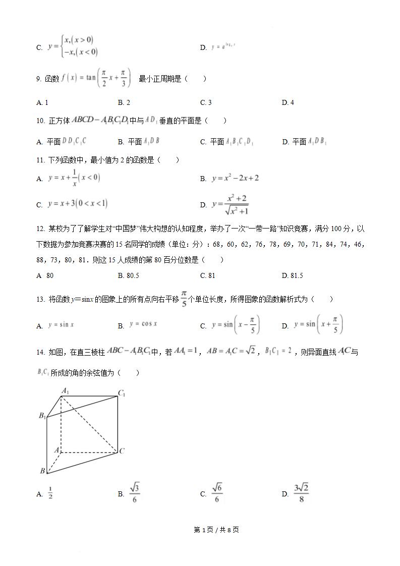 湖南省2022年高中学业水平合格性考试数学真题试卷答案解析学考会考春考高考插图历年学考真题1