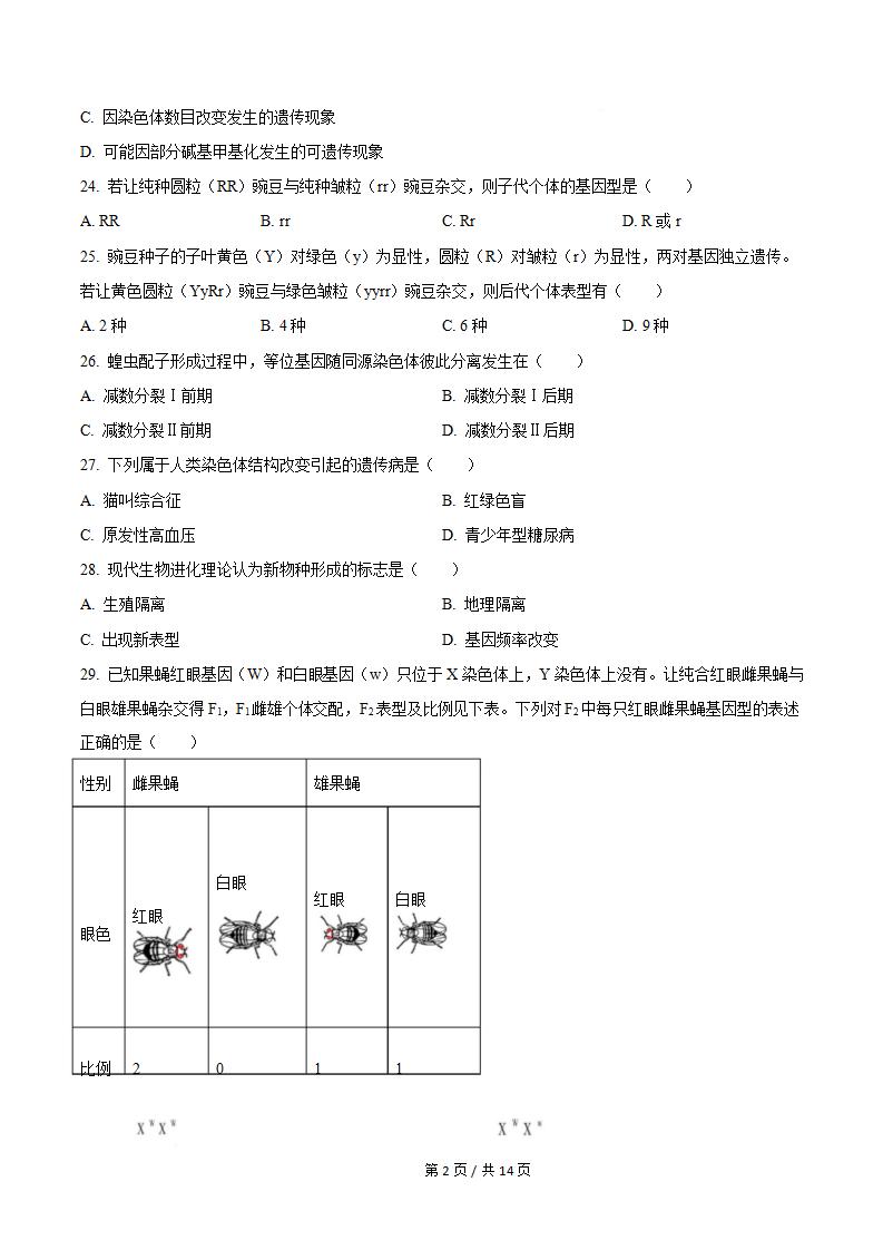 河北省2023年高中学业水平合格性考试生物5月真题试卷答案解析学考会考春考高考插图历年学考真题3