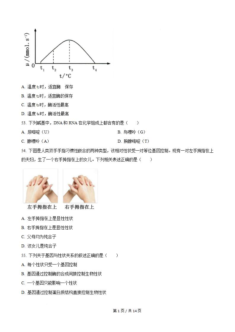 河北省2023年高中学业水平合格性考试生物5月真题试卷答案解析学考会考春考高考插图历年学考真题5
