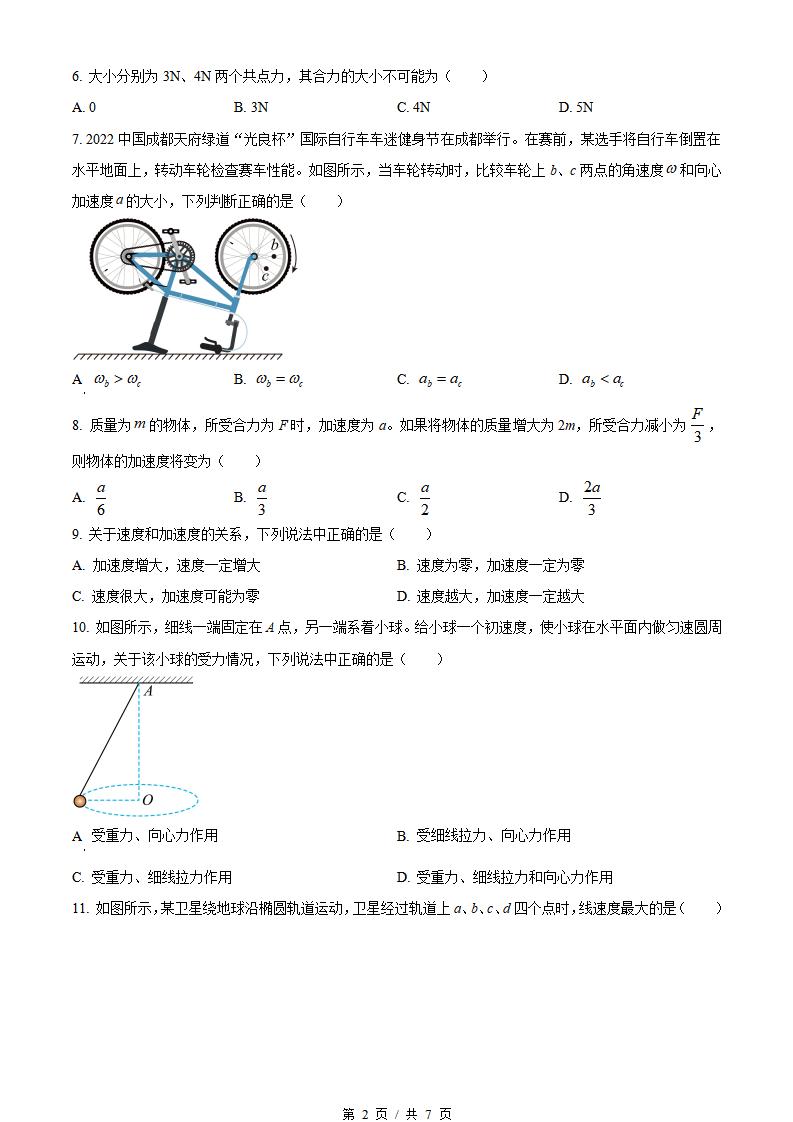 四川省2023年高中学业水平合格性考试物理真题试卷答案解析学考会考春考高考插图历年学考真题1