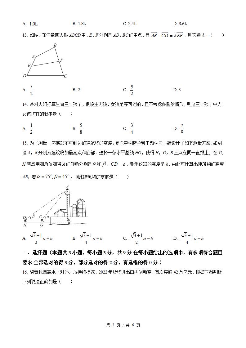湖北省2023年高中学业水平合格性考试数学真题试卷答案解析学考会考春考高考插图历年学考真题2