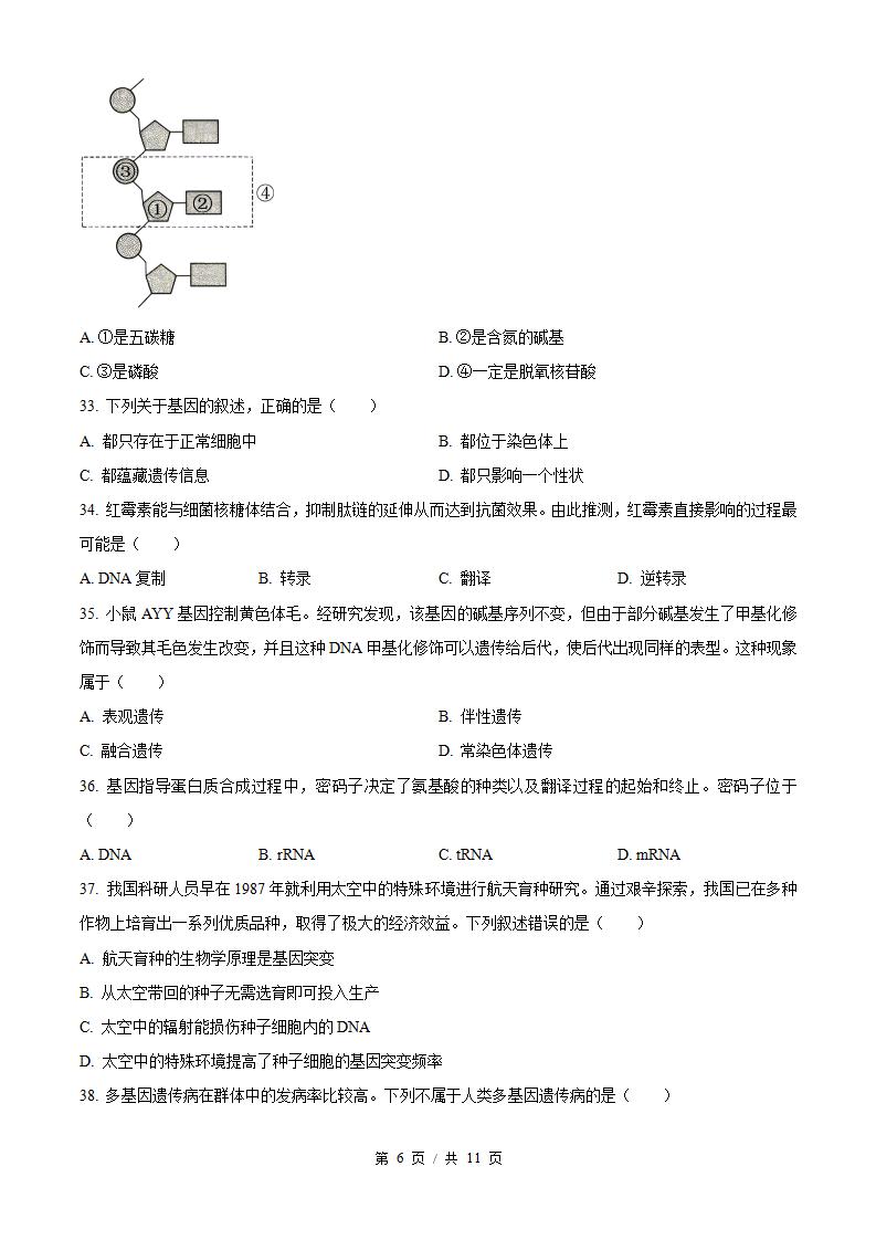 河北省2024年高中学业水平合格性考试生物5月真题试卷答案解析学考会考春考高考插图历年学考真题3