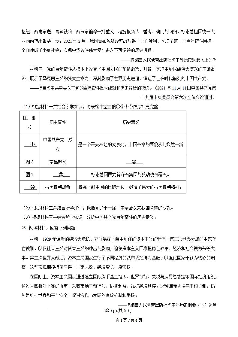 四川省2024年高中学业水平合格性考试历史6月真题试卷答案解析学考会考春考高考插图历年学考真题4