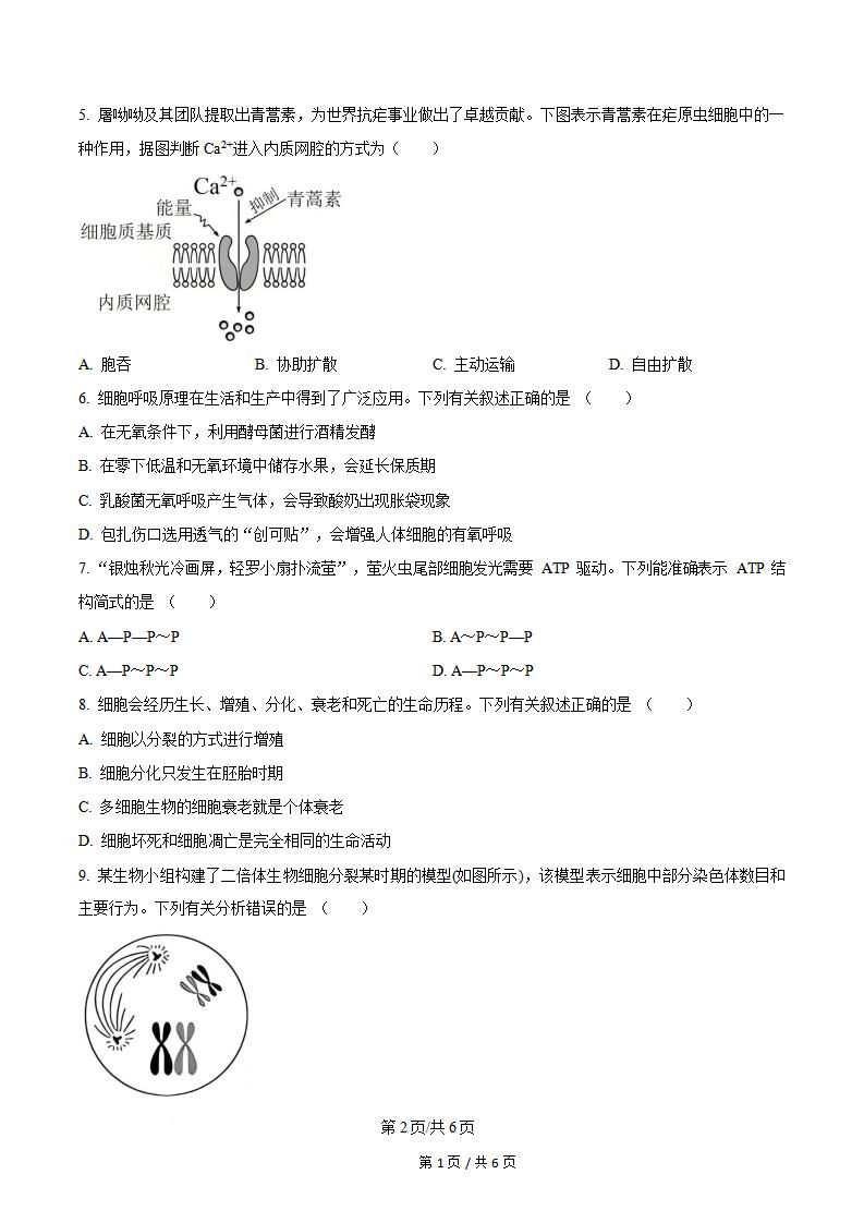 山西省2024年高中学业水平合格性考试生物真题试卷答案解析学考会考春考高考插图历年学考真题1