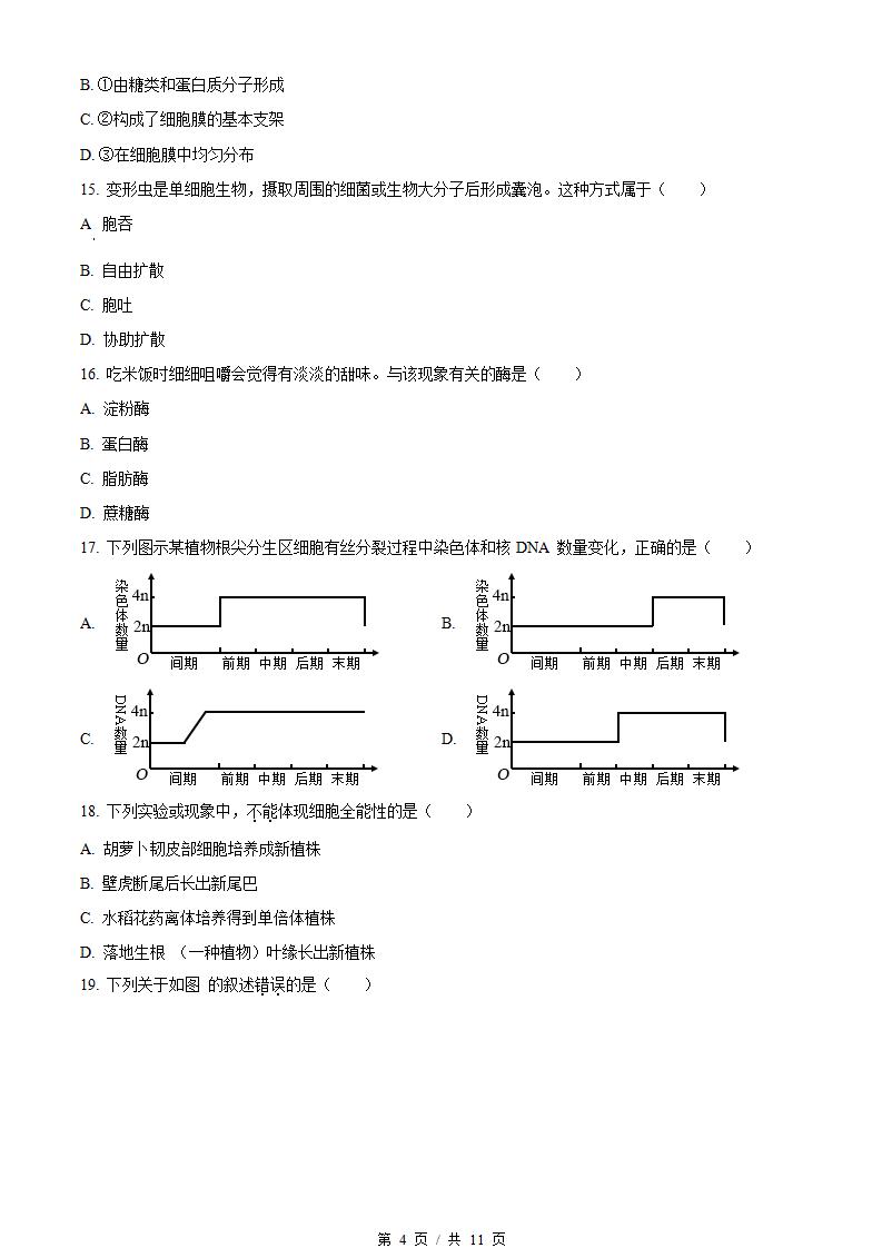 广东省2024年高中学业水平合格性考试生物第1次真题试卷答案解析学考会考春考高考插图历年学考真题2