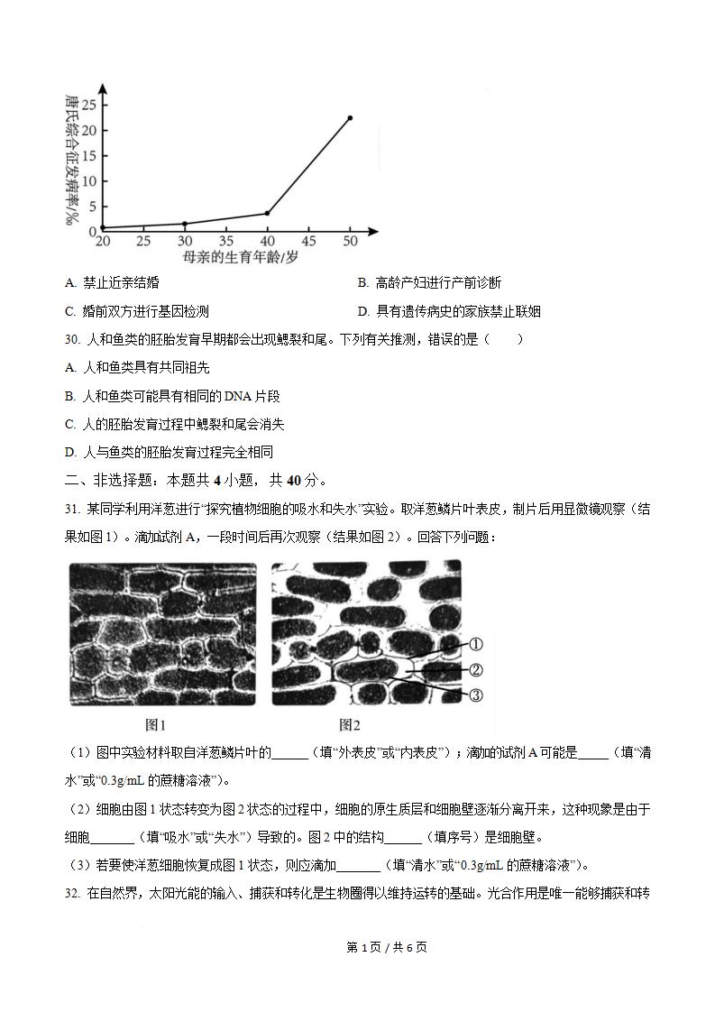 湖南省2024年高中学业水平合格性考试生物真题试卷答案解析学考会考春考高考插图历年学考真题2