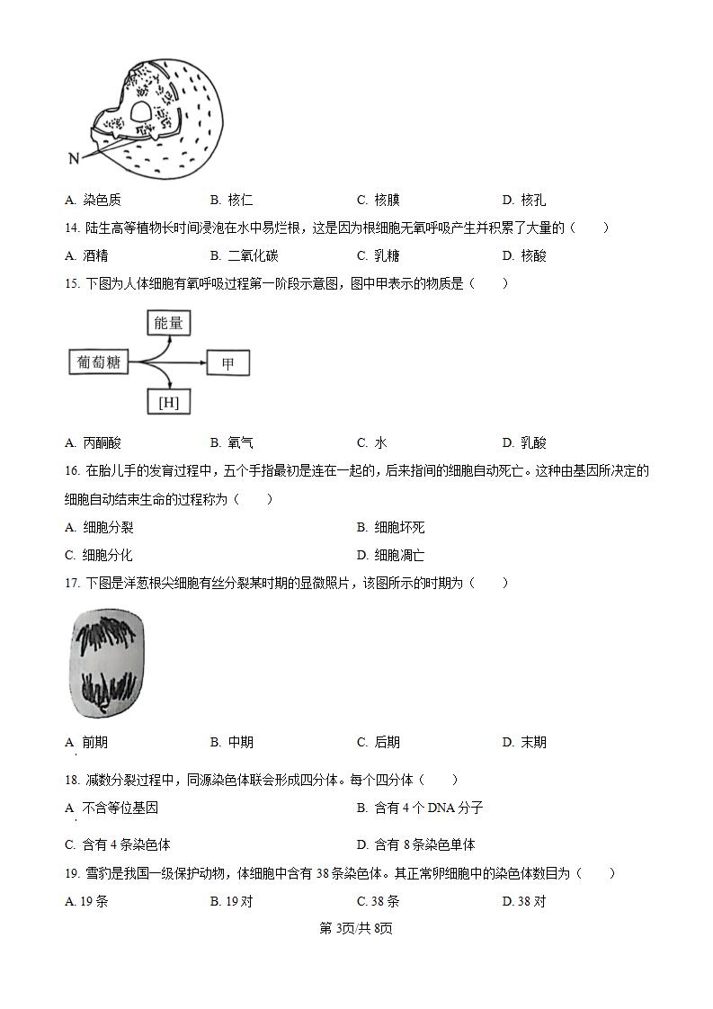江苏省2024年高中学业水平合格性考试生物真题试卷答案解析学考会考春考高考00插图历年学考真题1
