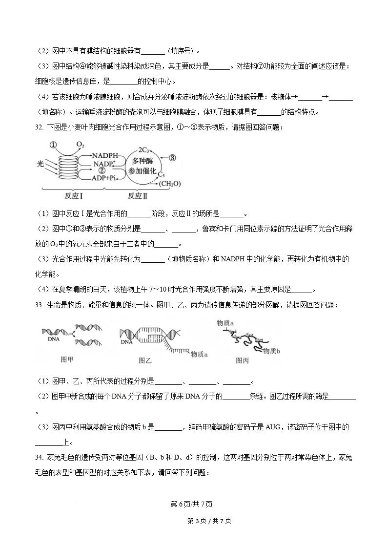 陕西省2024年高中学业水平合格性考试生物真题试卷答案解析学考会考春考高考插图历年学考真题4
