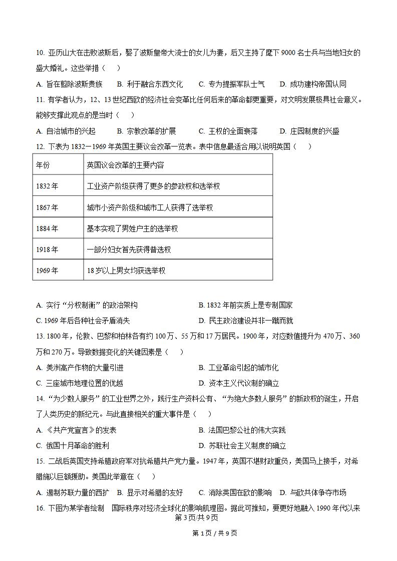 山西省2025年高中学业水平合格性考试历史真题试卷答案解析学考会考春考高考插图历年学考真题2