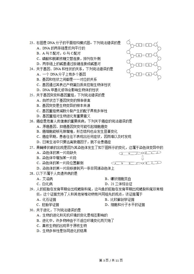 陕西省2025年高中学业水平合格性考试生物真题试卷答案解析学考会考春考高考插图历年学考真题2
