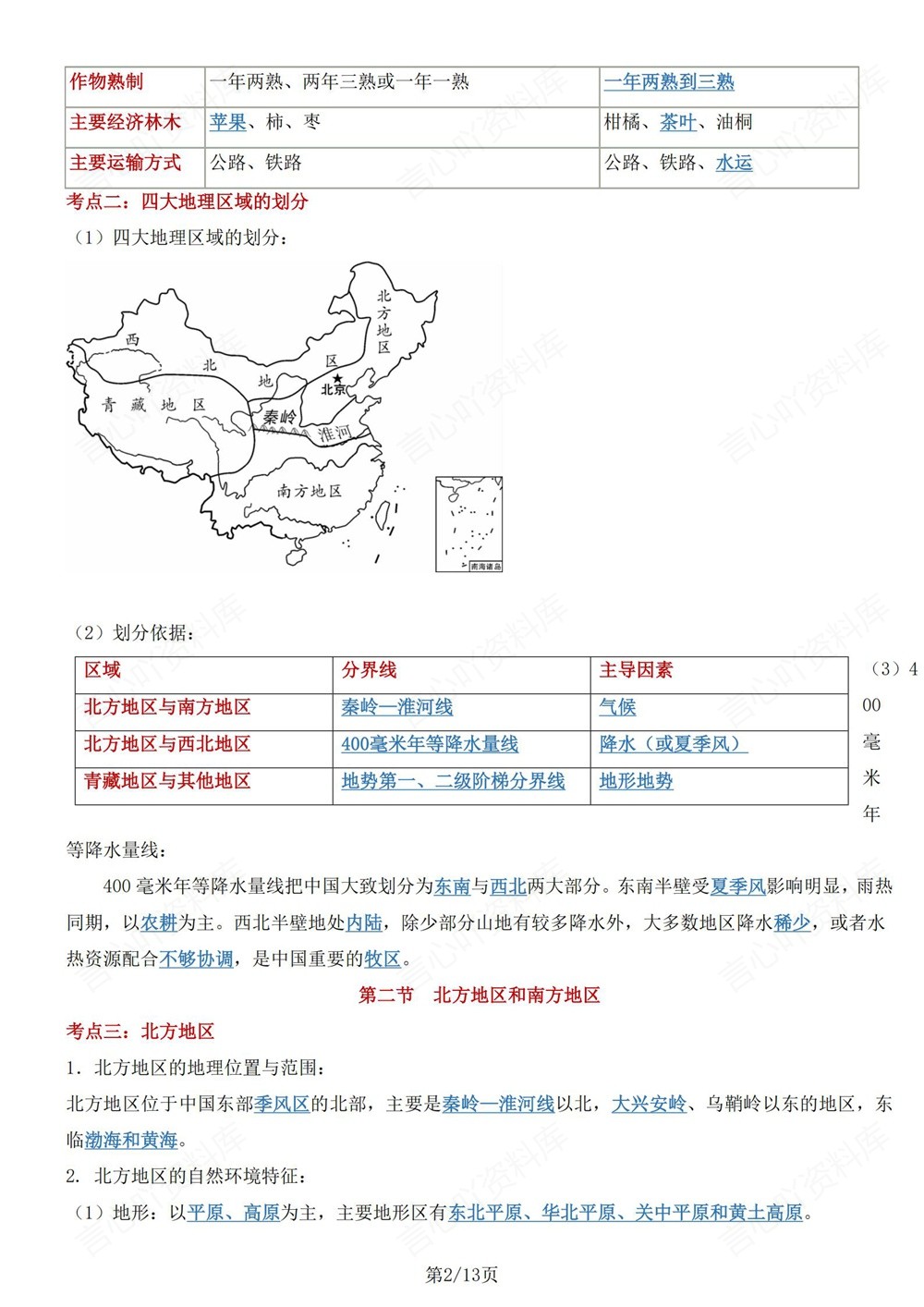 初中地理-八年级下湘教版单元重点知识归纳新版初二下册插图初中地理2